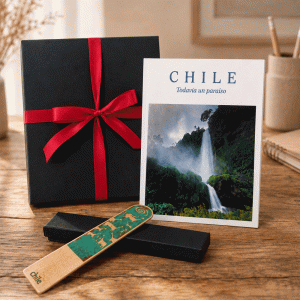 Libro de Chile con marcador de cobre