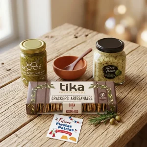 Aperitivo con cuchara y pocillo de madera en caja delivery II
